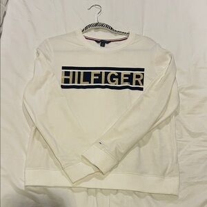 Girls Tommy Hilfiger White Sweatshirt with Black Logo